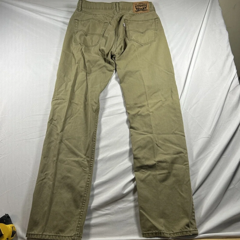 Levis 505 Regular Fit Pants Mens 32x32 Khaki Tan Straight Leg Canvas 100% Cotton